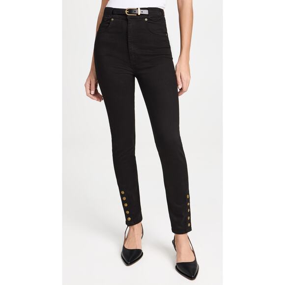 Frame 'The Snapped' Black Stretch Denim Leggings Size 27 - Picture 1 of 5